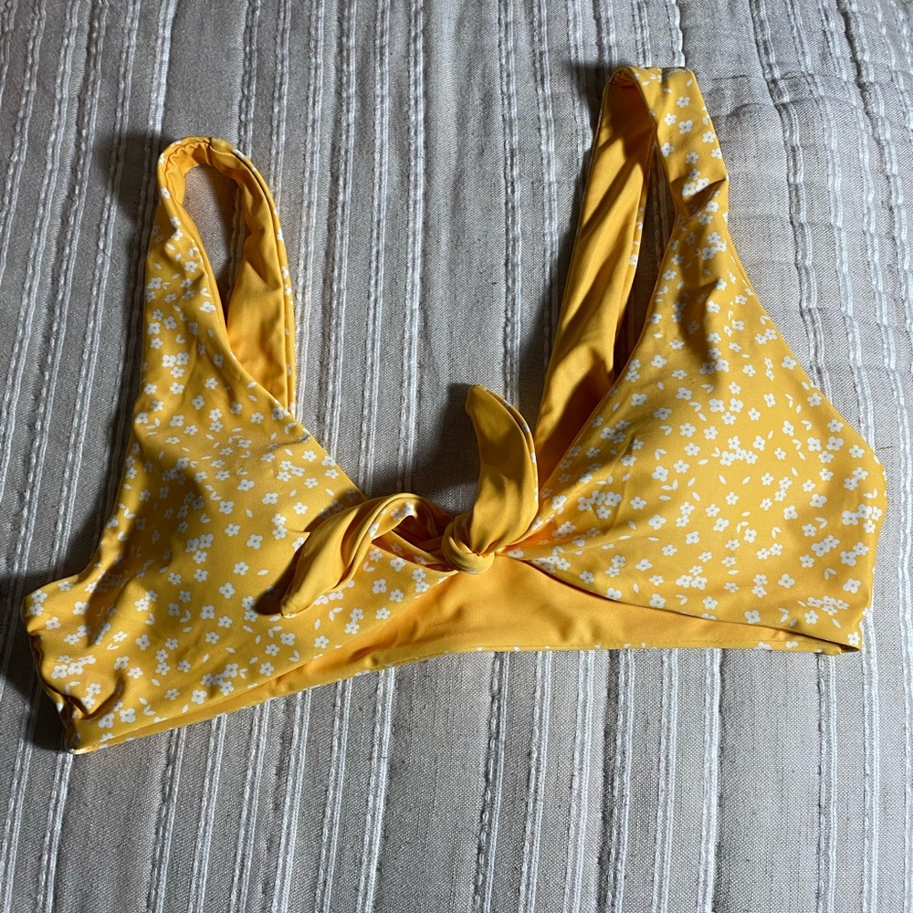 yellow floral bikini top